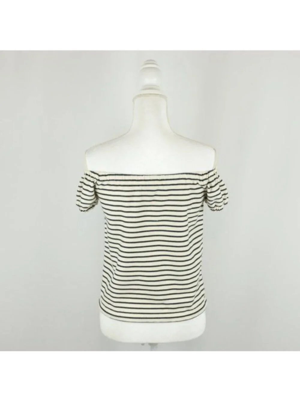 Madewell Melody Women's XXS Cream Black Striped Off The Shoulder Blouse